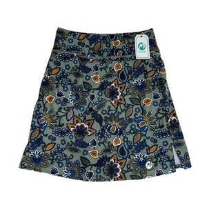 Moteepi Pull On Golf Pickleball Skort Skirt w Shorts Small Pockets Green Floral